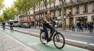 Alt text: Batterie amovible offrant une grande autonomie sur un vélo électrique de moins de 1200 euros.