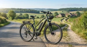 Vélo tout chemin VTC électrique polyvalent pour les balades sur route et chemins de campagne. 

