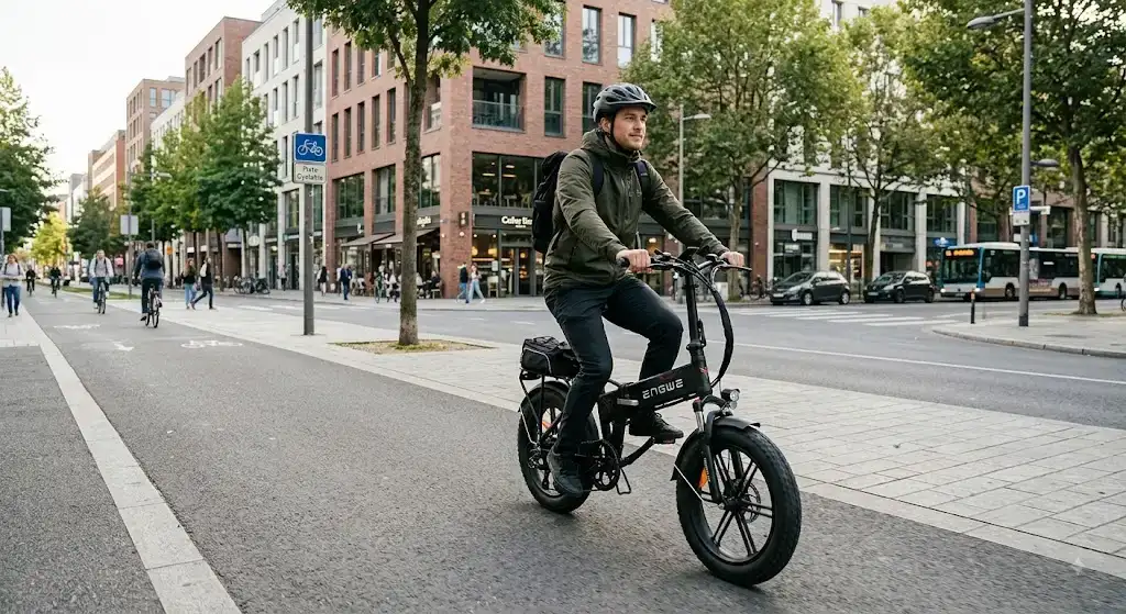 Test et avis sur le vélo électrique ENGWE avis pliant en utilisation urbaine