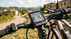Ecran d'affichage du niveau de charge et de l'autonomie d'un vélo électrique de moins de 2000 euros