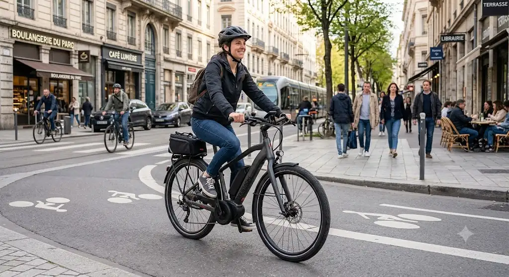 Avis sur le vélo électrique Moustache Lundi 27 lors d'un test urbain en ville. (vélo électrique Moustache avis)