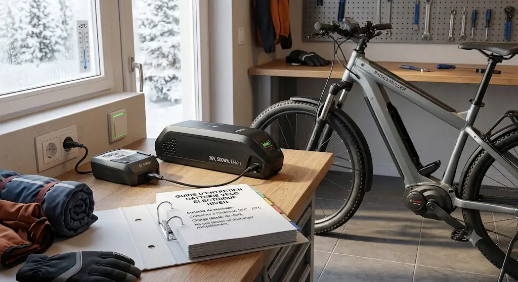 Guide pour l'entretien et le stockage d'une batterie de vélo électrique en hiver à l'intérieur. (entretien batterie vélo électrique hiver)
