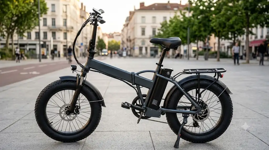 Vélo pliant électrique fat tire tout-terrain avec pneus larges pour la ville et les chemins
